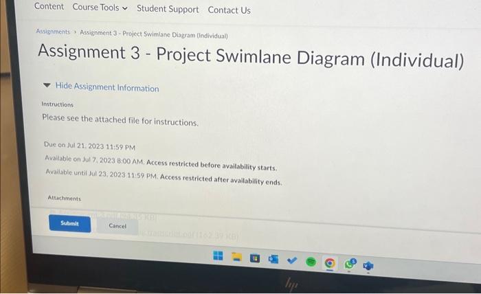 Solved Assignment 3 - Project Swimlane Diagram (Individual) | Chegg.com