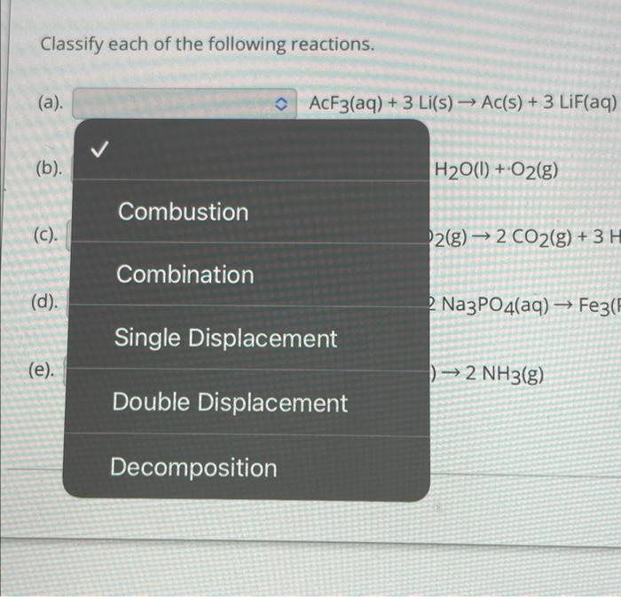 Solved Classify Each Of The Following Reactions. + (a). | Chegg.com