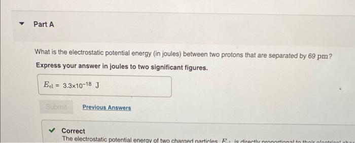 Solved Part A What is the electrostatic potential energy in | Chegg.com