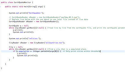 java: read the mass data and find the number of... Solved The java classes for reading in live earthquake data | Chegg.com