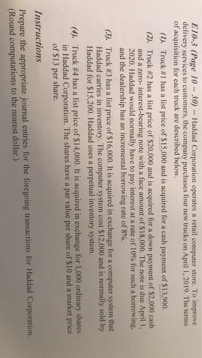 Solved E10-3 (Page 10 - 30) - Haddad Corporation operates a | Chegg.com