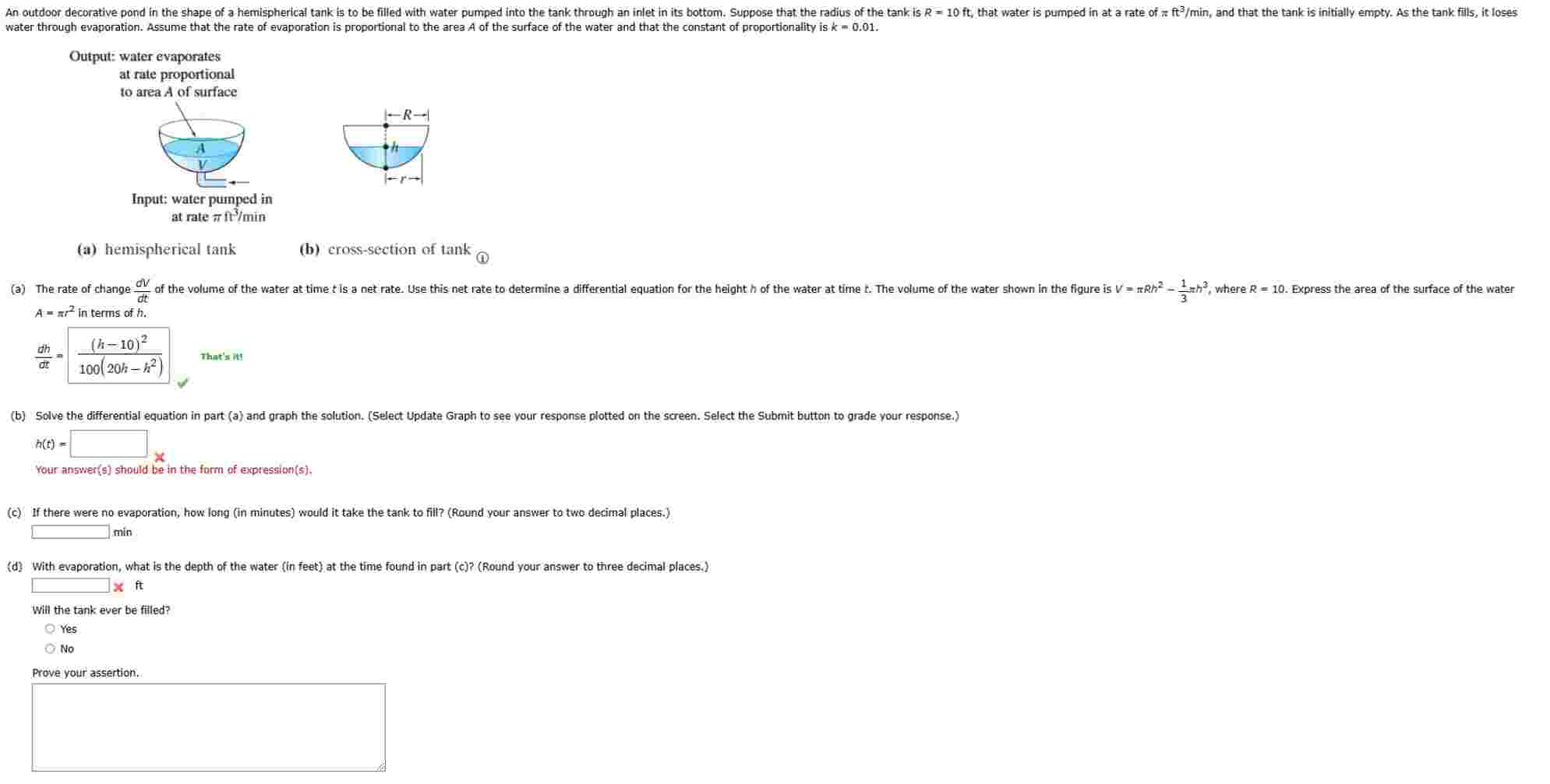 Solved water through evaporation. Assume that the rate of | Chegg.com