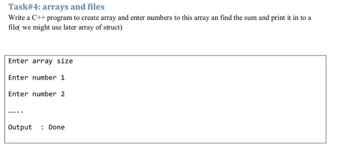 Solved Task#4: arrays and files Write a CH program to create | Chegg.com