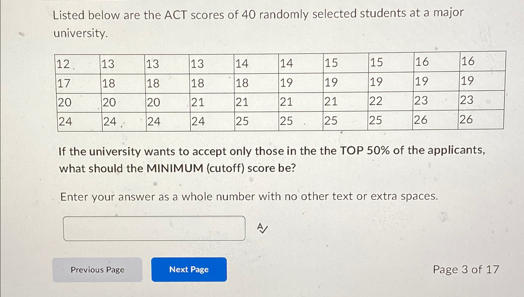 Listed below are the ACT scores of 40 ﻿randomly | Chegg.com