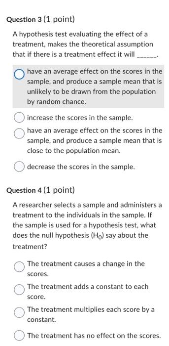 Solved Question 3 1 Point A Hypothesis Test Evaluating The