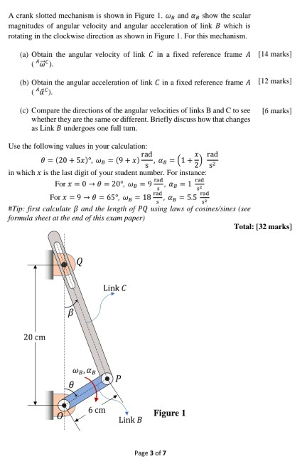 Solved A crank slotted mechanism is shown in Figure I. wg | Chegg.com