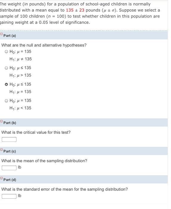 Solved The Weight In Pounds For A Population Of School Chegg Com