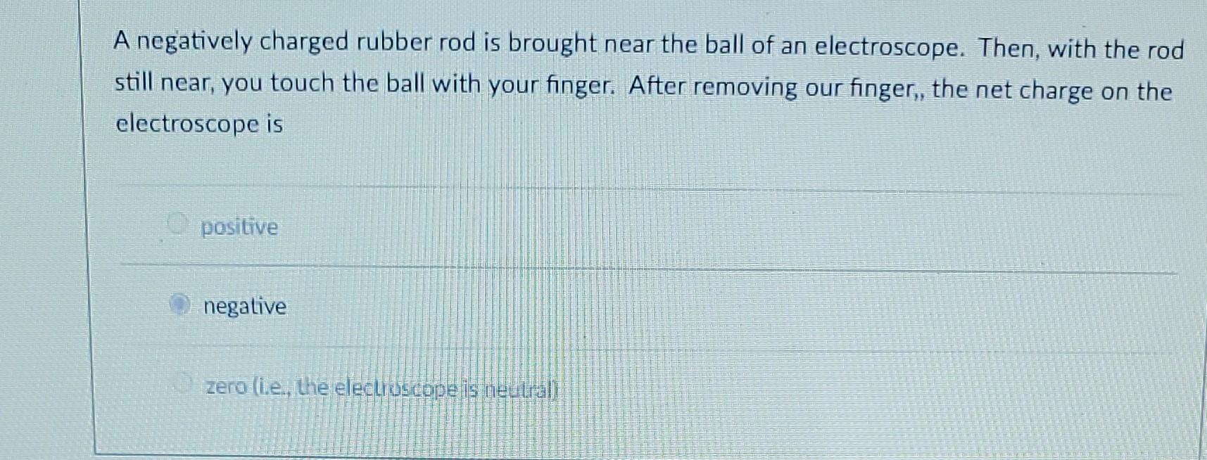 Solved A negatively charged rubber rod is brought near the