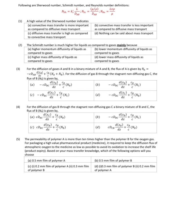Solved Nsh Kc Dab H P Following Are Sherwood Number Chegg Com