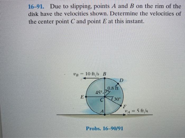 Solved 16–91. Due to slipping, points A and B on the rim of | Chegg.com