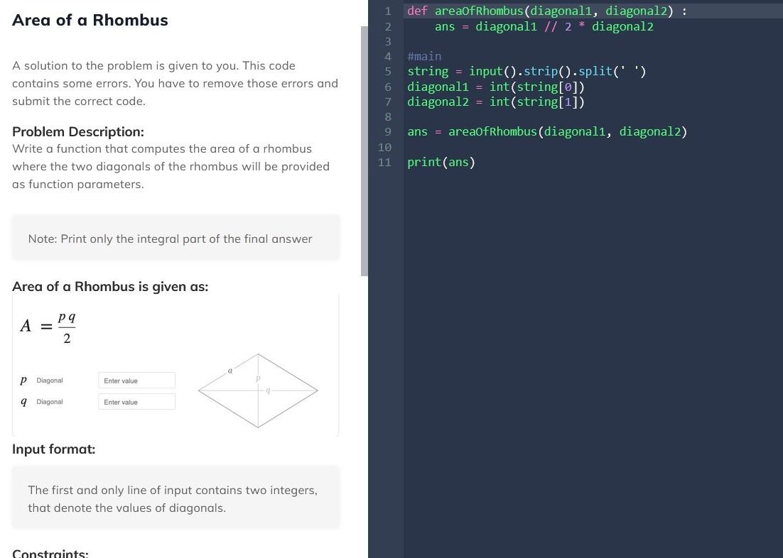Solved Debug the given code \begin{tabular}{l|l} 1 & p=int( | Chegg.com
