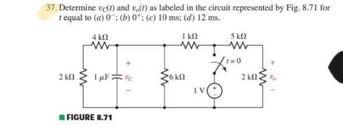 Solved 37. Determine veft) and v.(t) as labeled in the | Chegg.com