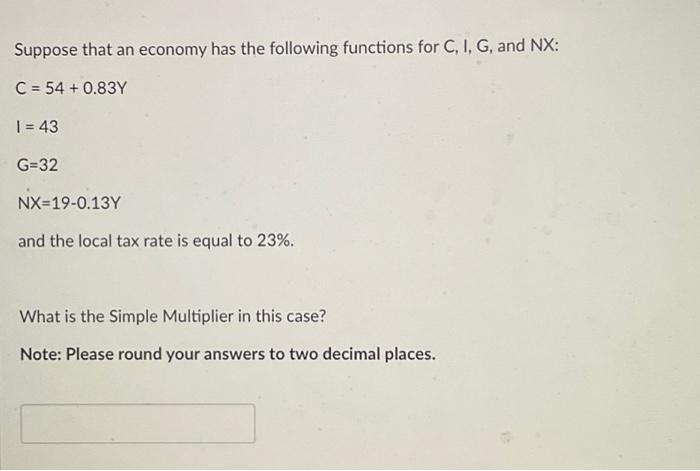 Solved Suppose That An Economy Has The Following Functions | Chegg.com