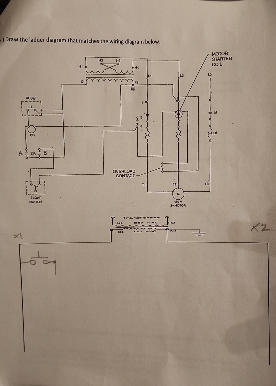 Solved 7.) ﻿ Draw the ladder diagram that matches the wiring | Chegg.com