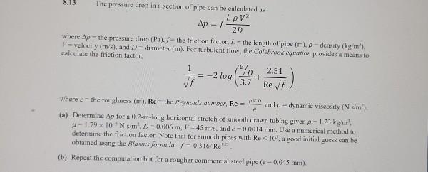 Solved using newton Raphson method solve for the friction | Chegg.com