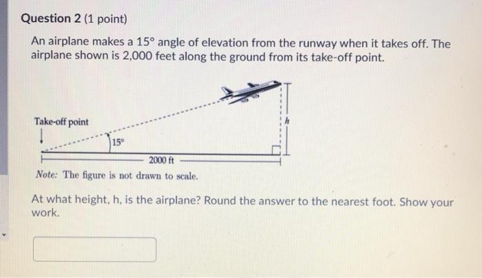 Solved Question 2 1 Point An Airplane Makes A 15 Angle Of Chegg
