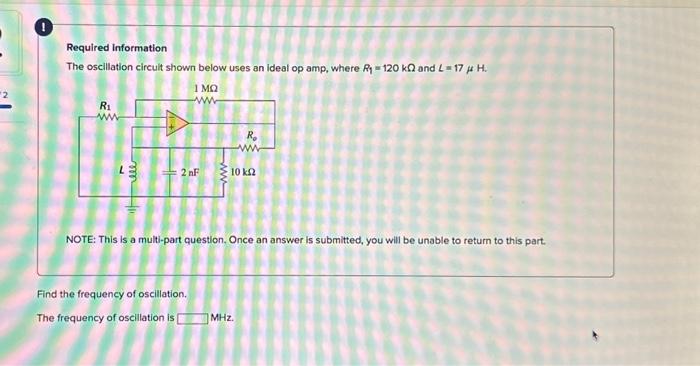 Solved Required Information The Oscillation Circuit Shown | Chegg.com