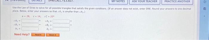 Solved Use The Law Of Sines To Solve For All Possible | Chegg.com