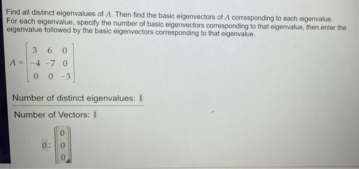 Solved Find all distinct eigenvalues of A. Then find the | Chegg.com