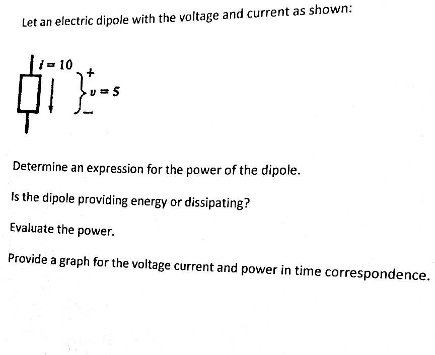 Solved Let An Electric Dipole With The Voltage And Current | Chegg.com