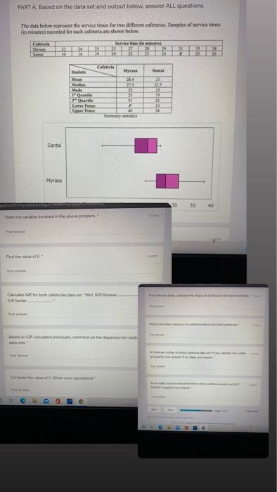 Solved PART A: Based on the data set and output below, | Chegg.com
