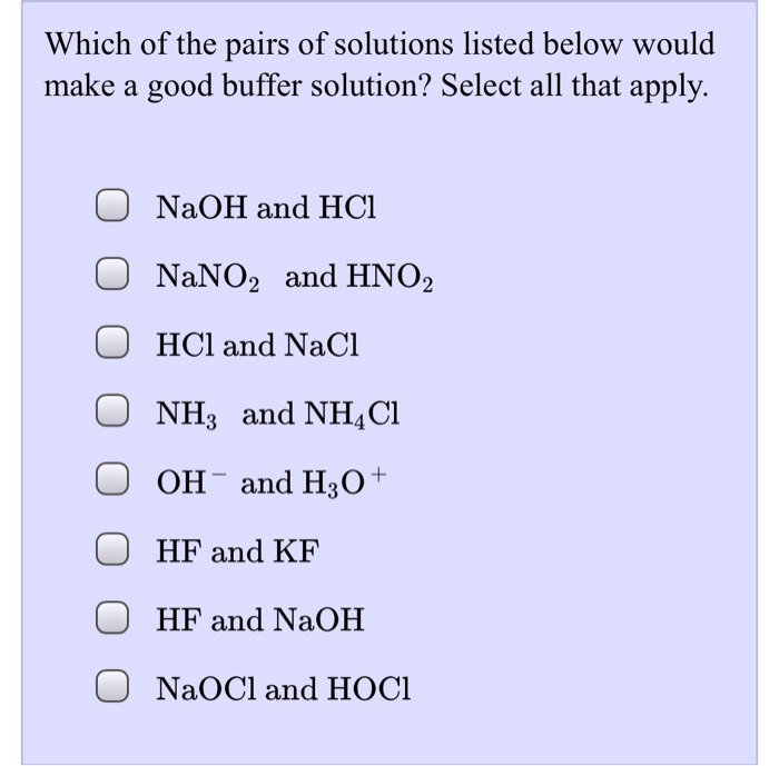 Solved Which Of The Pairs Of Solutions Listed Below Would Chegg Com