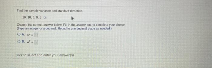 Solved Find the sample variance and standard deviation 20, | Chegg.com