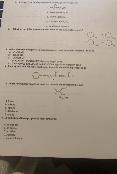 Solved 1. Which Of The Following Compounds Has The Highest | Chegg.com