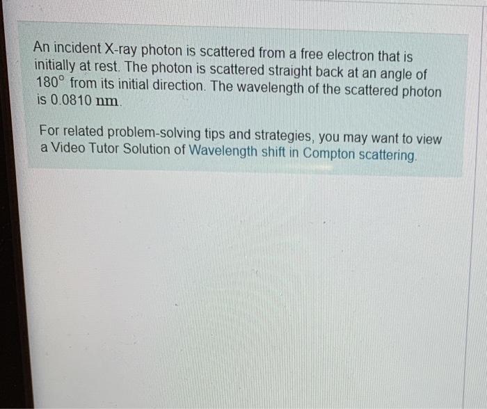 Solved An incident X-ray photon is scattered from a free | Chegg.com