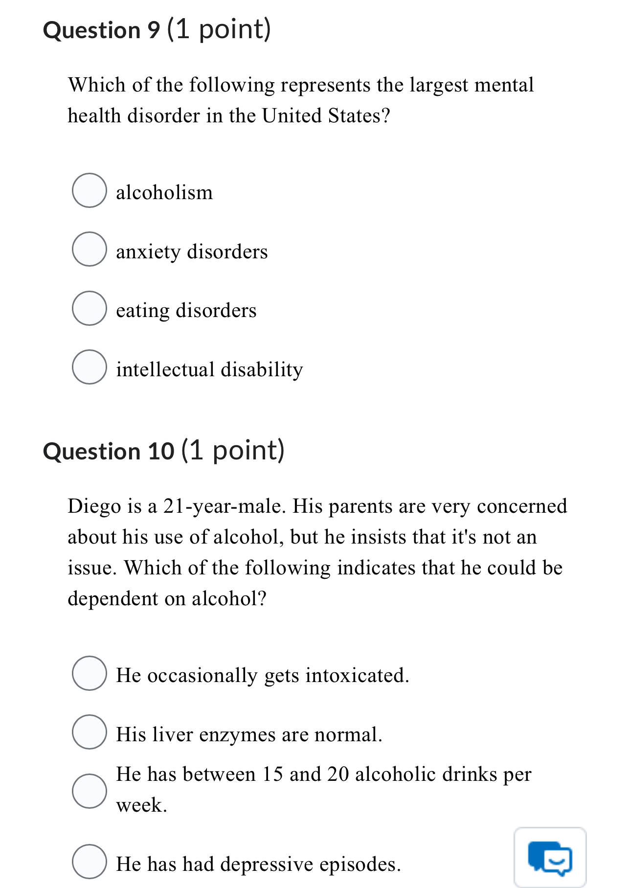 Solved Question 9 (1 ﻿point)Which of the following | Chegg.com