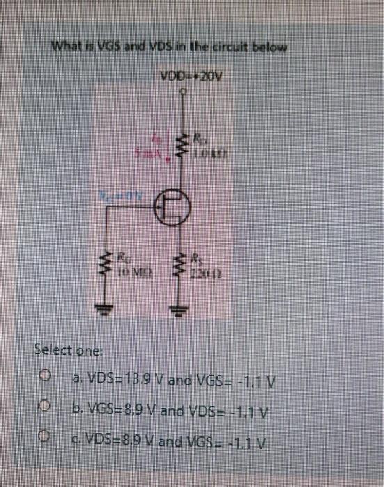 Solved What Is VGS And Vos In The Circuit Below VDD+20V Ok 