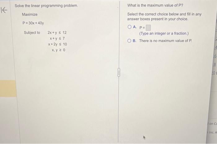 Solved Solve the linear programming problem. Minimize and | Chegg.com