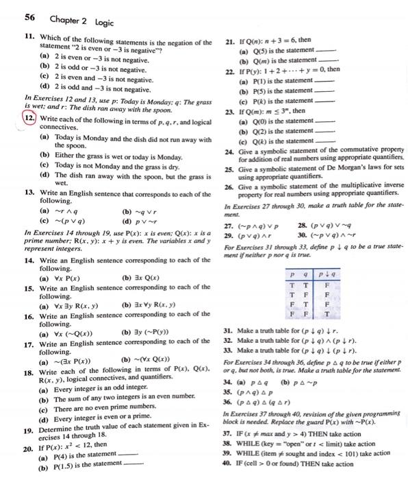 Solved 11. Which of the following statements is the negation | Chegg.com