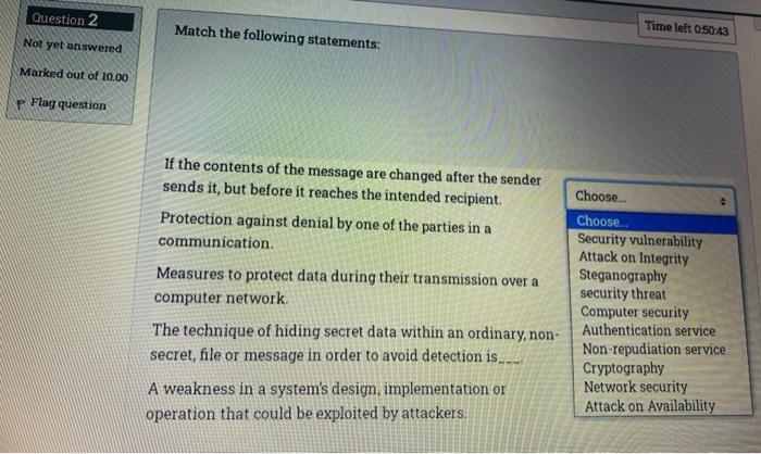 Solved Question 2 Match the following statements: Not yet | Chegg.com
