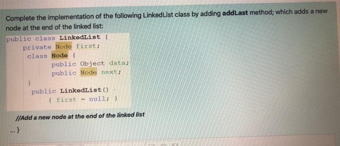 Solved Complete the implementation of the following Linked | Chegg.com