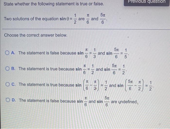Solved State whether the following statement is true or | Chegg.com