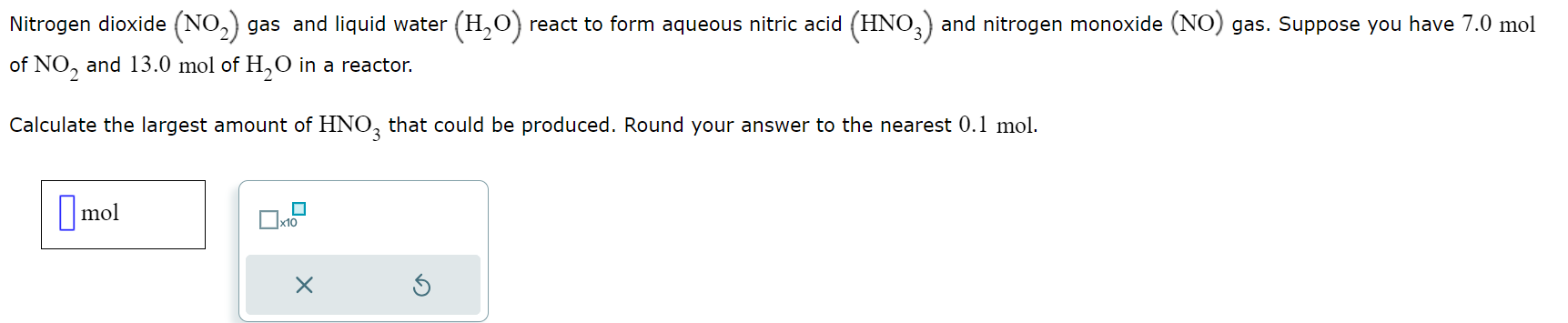 Solved Nitrogen Dioxide No2 ﻿gas And Liquid Water H2o