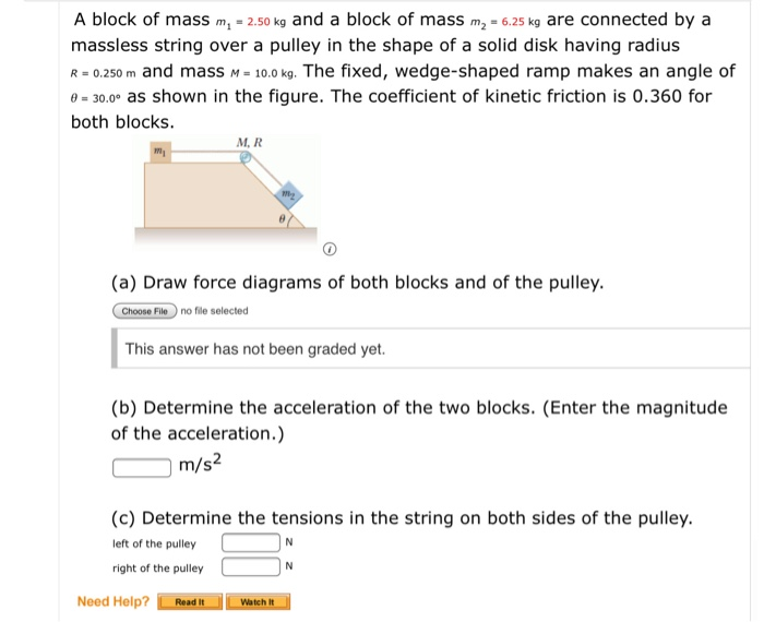 Solved A Block Of Mass M, = 2.50 Kg And A Block Of Mass M2 = | Chegg.com