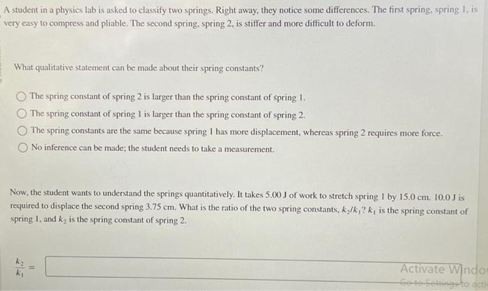 Solved A student in a physics lab is asked to classify two | Chegg.com