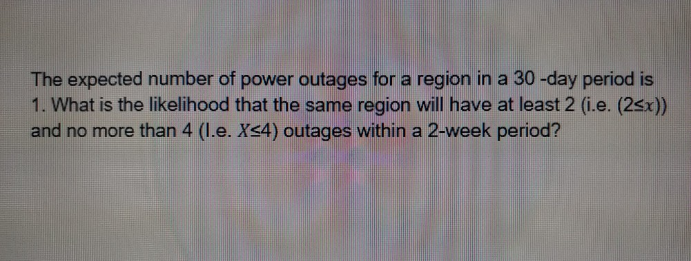 Solved The expected number of power outages for a region in | Chegg.com
