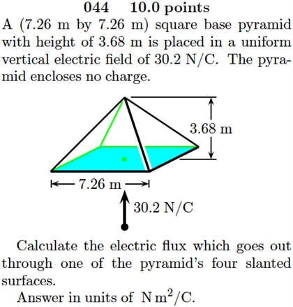 Solved: A (7.26 M By 7.26 M) Square Base Pyramid With Heig... | Chegg.com