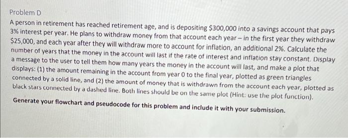 Solved Problem D A person in retirement has reached | Chegg.com
