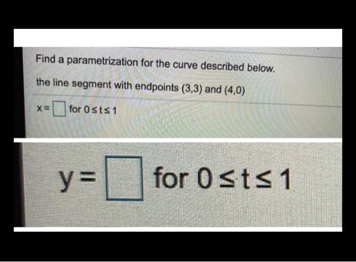 Solved Find A Parametrization For The Curve Described Below. | Chegg.com