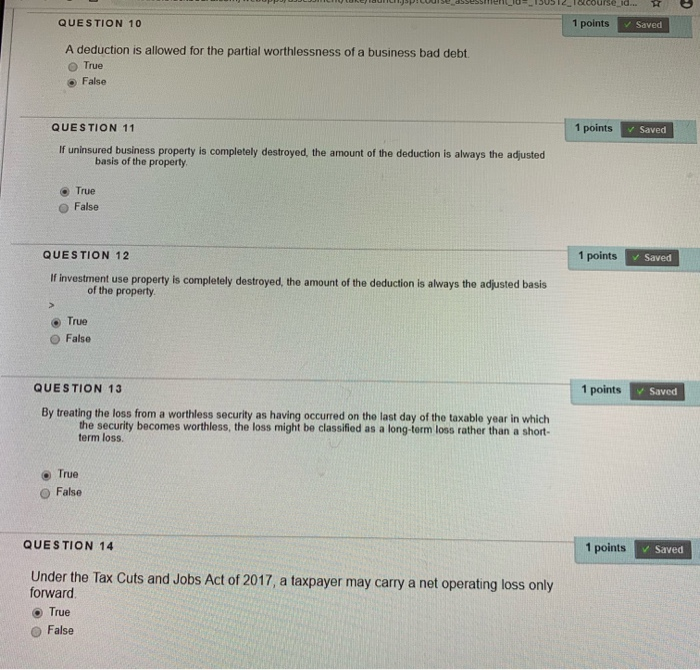 Solved QUESTION 10 1 points Saved A deduction is allowed | Chegg.com