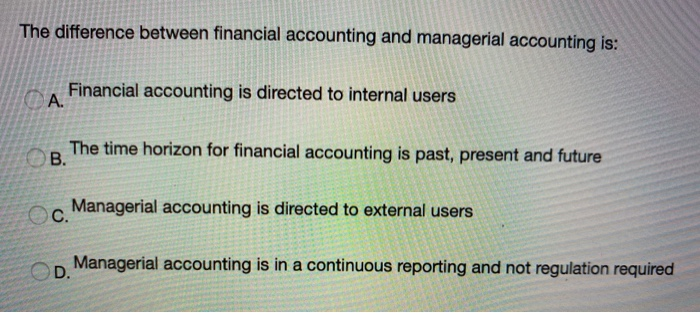 Solved The difference between financial accounting and | Chegg.com