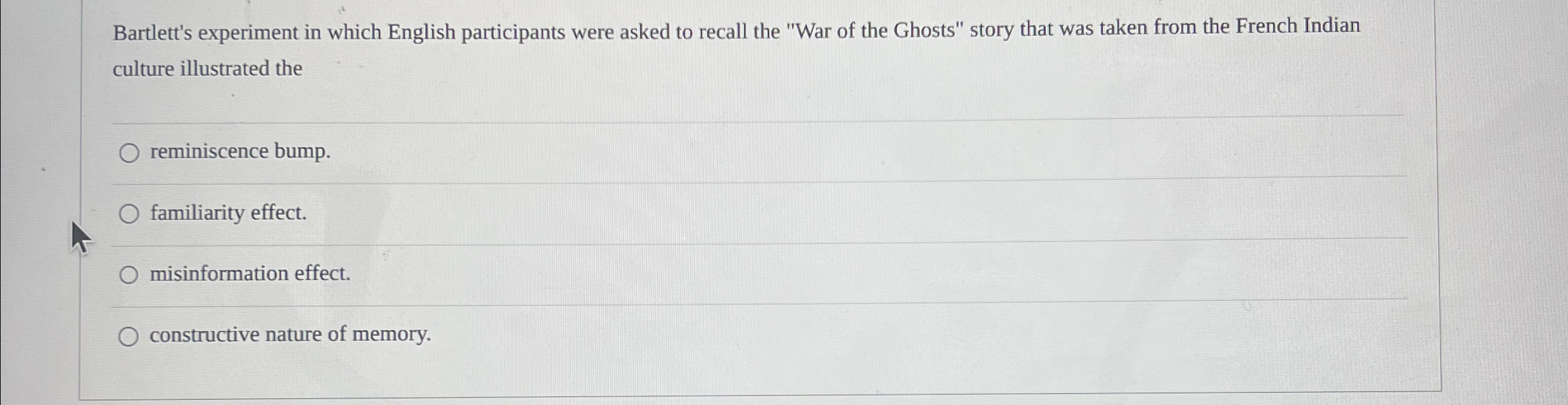 Solved Bartlett's experiment in which English participants | Chegg.com