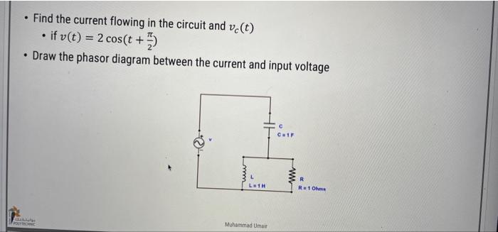 Solved - Find the current flowing in the circuit and vc(t) - | Chegg.com