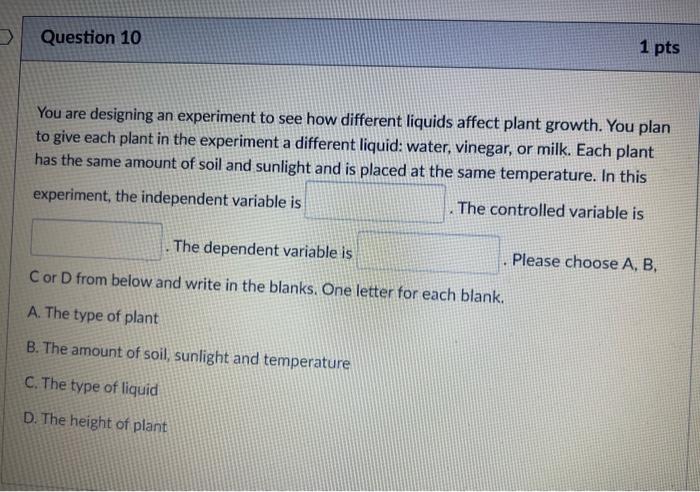 dependent variable in plant growth experiment