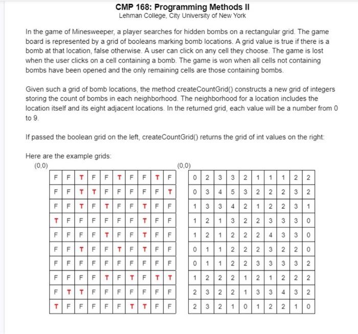 Solved CMP 168: Programming Methods II Lehman College, City | Chegg.com