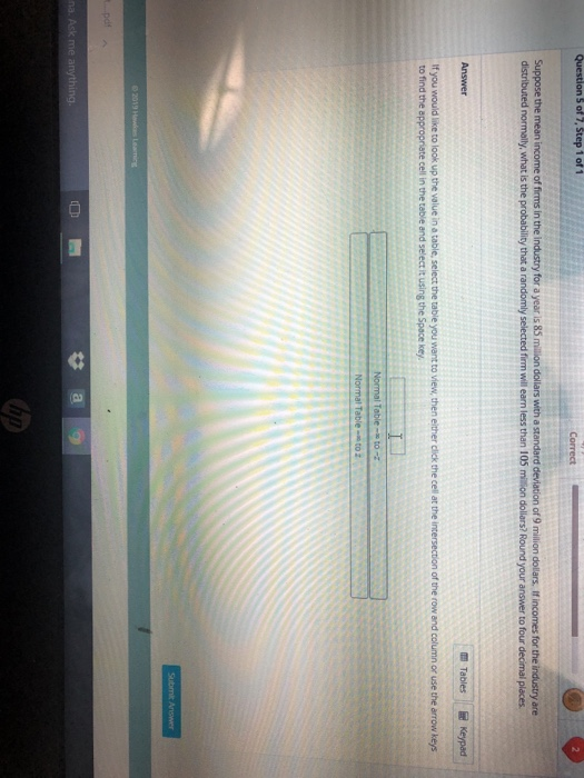Solved Question 5 of 7, Step 1 of 1 Correct Suppose the mean | Chegg.com